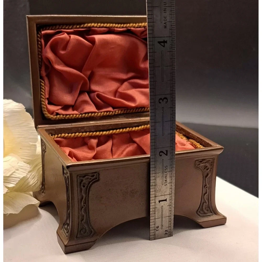 Antique Bronze Benedict Athenic Ornate Greek Cameo Casket Trinket Box 1490